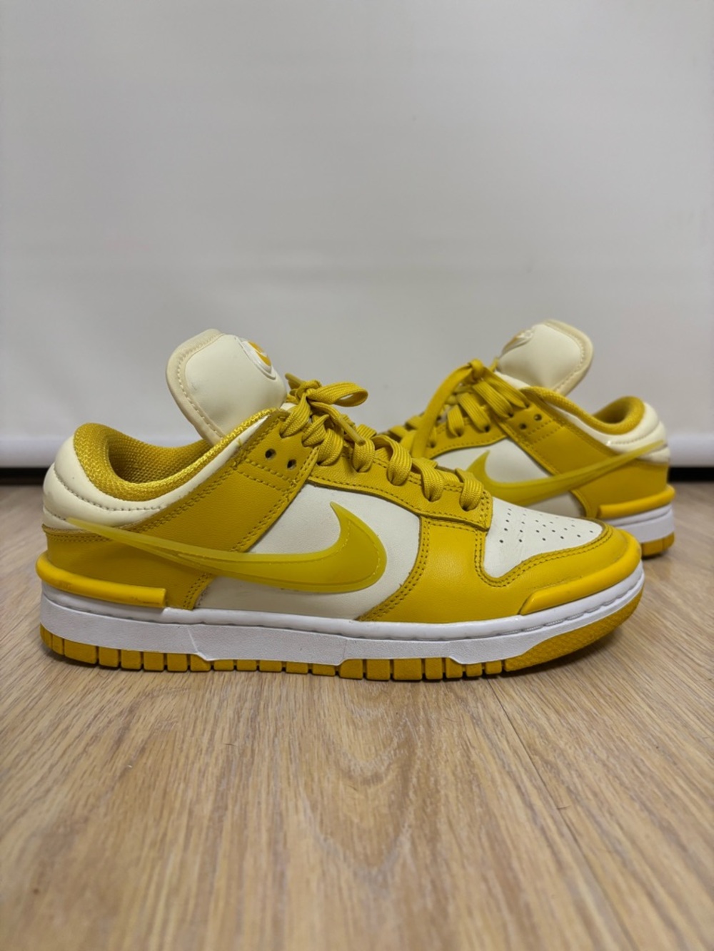 Nike Dunk Low- Women's Yellow And Cream Dunk Low Athletic Shoes